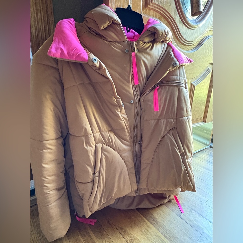 Anthropologie Avec Les Filles Pink and Brown Puffer Jacket